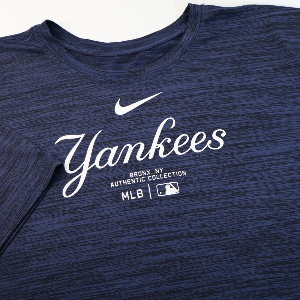 Nike T-Shirt Mens 3XL Navy Yankees Dri-FIT MLB Authentic Collection Space Dye